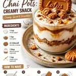 Delicious no-bake protein chai pots with Biscoff topping for a creamy snack