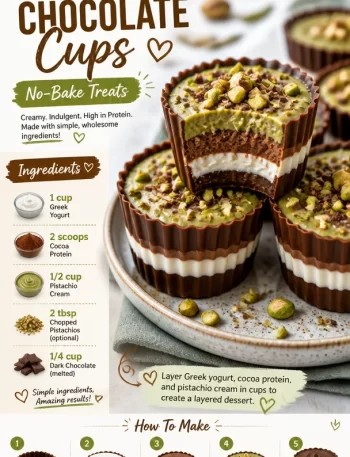 Min Protein Dubai chocolate cups, delicious no-bake treats made with protein.