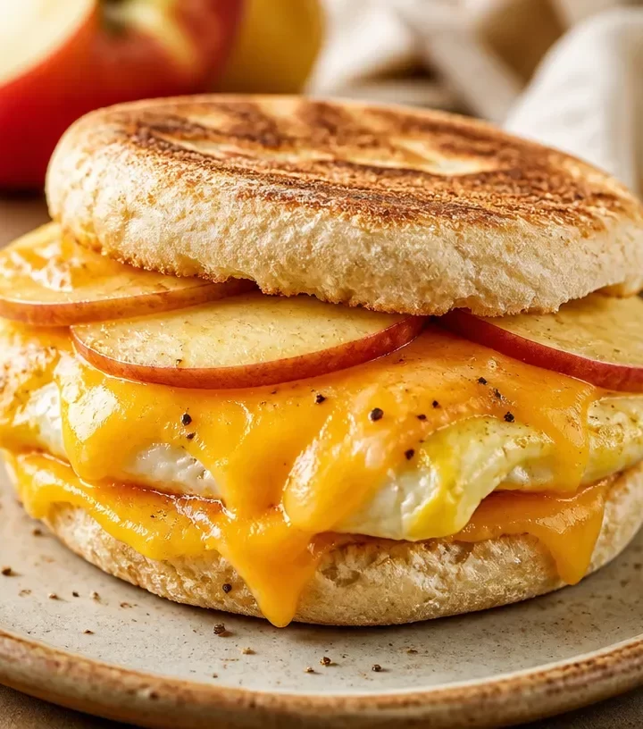 Crispy Apple Cheddar Sandwich ready for breakfast