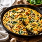 One-pan fall vegetable frittata with fresh ingredients for a healthy breakfast.