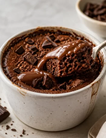 High-protein chocolate olive oil pot snack in a bowl