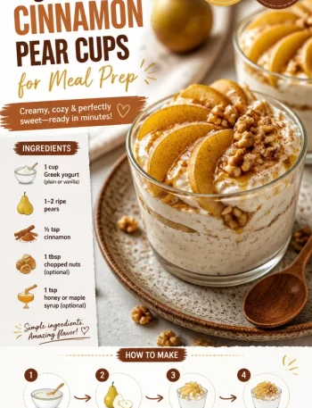 High-protein cinnamon pear cups ready for meal prep and healthy eating