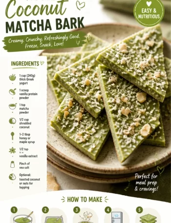 No-bake coconut matcha bark with high-protein ingredients