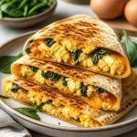 High-protein pumpkin egg breakfast wraps on a plate, ready to enjoy.