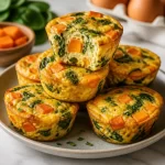 Healthy sweet potato muffins with spinach and eggs, perfect for meal prep.