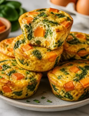 Healthy sweet potato muffins with spinach and eggs, perfect for meal prep.