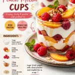 No-Bake Peach Melba Cups made with 5 ingredients for a high-protein dessert