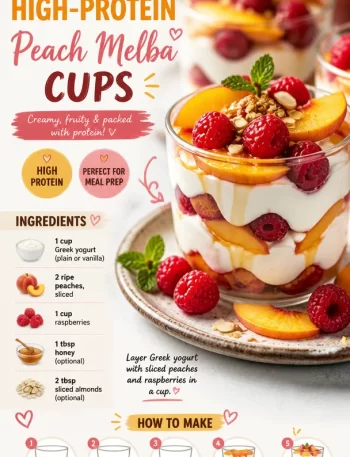 No-Bake Peach Melba Cups made with 5 ingredients for a high-protein dessert