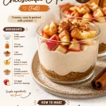 No-bake high-protein apple cider cheesecake cups topped with cinnamon