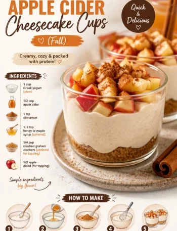 No-bake high-protein apple cider cheesecake cups topped with cinnamon