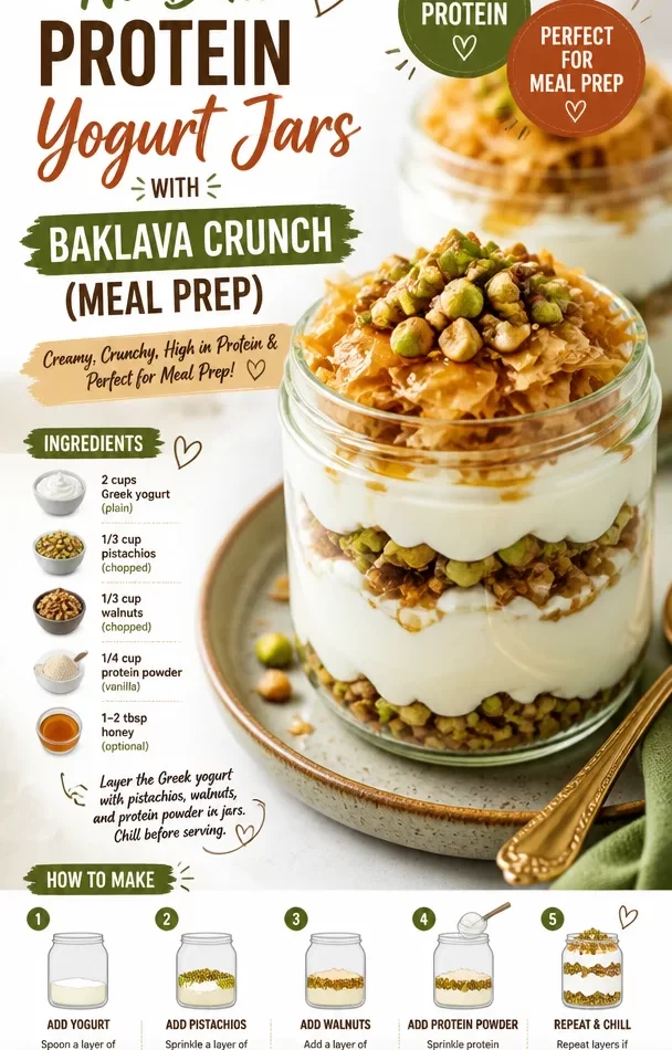 No-Bake Protein Yogurt Jars with Baklava Crunch for healthy meal prep