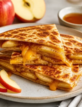 One-Pan Cinnamon Apple Breakfast Quesadilla cooking in 15 minutes.