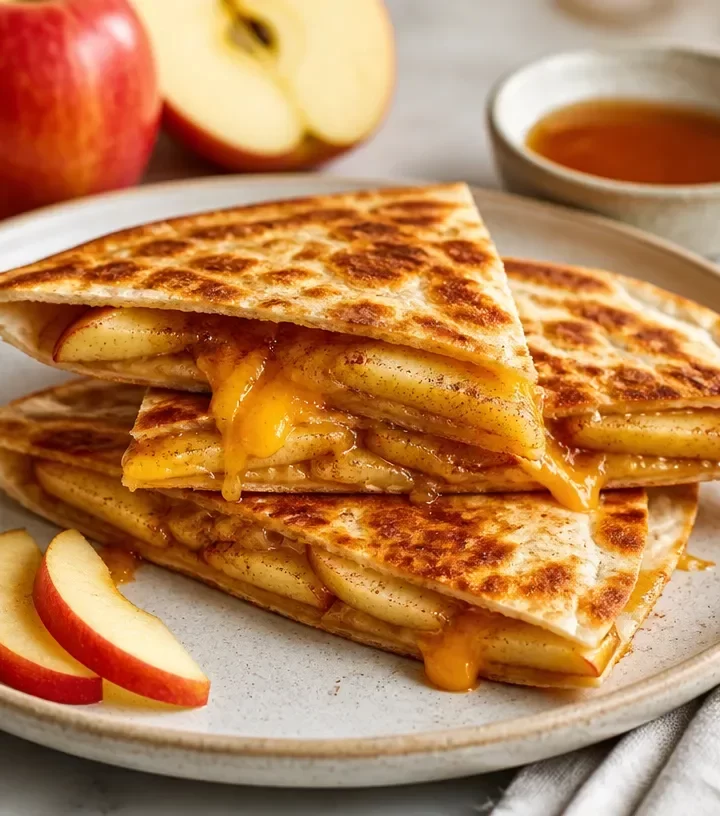 One-Pan Cinnamon Apple Breakfast Quesadilla cooking in 15 minutes.