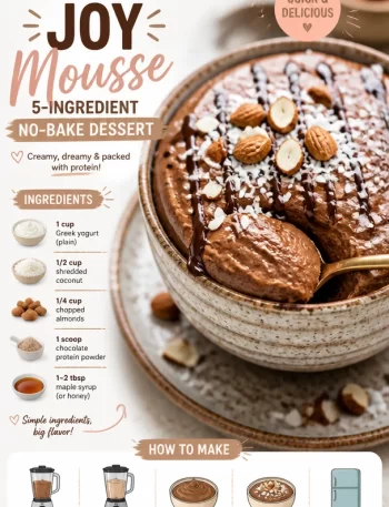 Protein Almond Joy Mousse made with 5 ingredients, ready to enjoy as a healthy dessert.