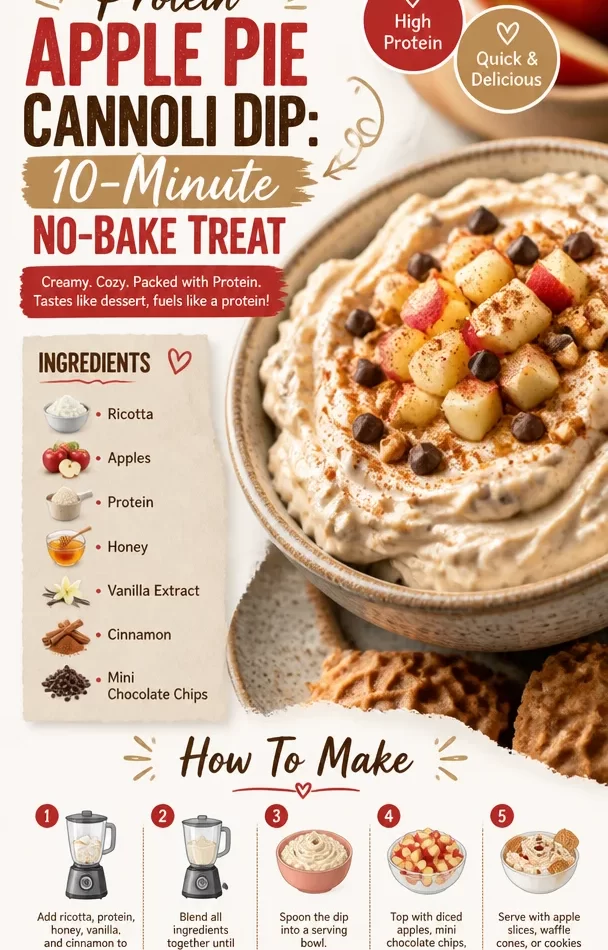 Delicious Protein Apple Pie Cannoli Dip served in a bowl with apple slices