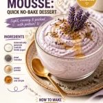 Delicious Protein Honey Lavender Mousse served in a glass with honey drizzle