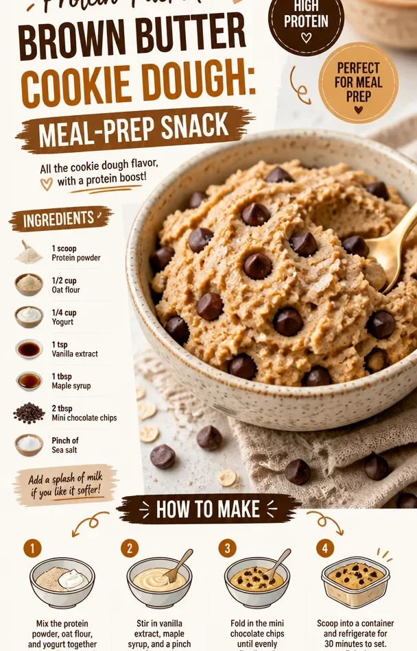 Protein-Packed Brown Butter Cookie Dough in a bowl ready for meal prep.
