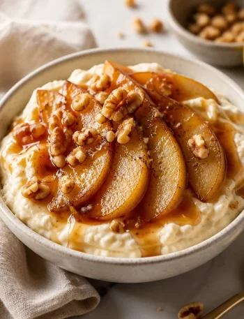 Protein-packed caramelized pear silk dessert ready in 15 minutes
