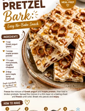 Protein-packed maple pretzel bark snack, no-bake recipe