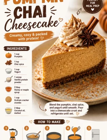 Delicious Protein Pumpkin Chai Cheesecake slice on a plate garnished with spices.