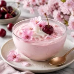 Spring Protein Cherry Blossom Mousse dessert made with 5 ingredients